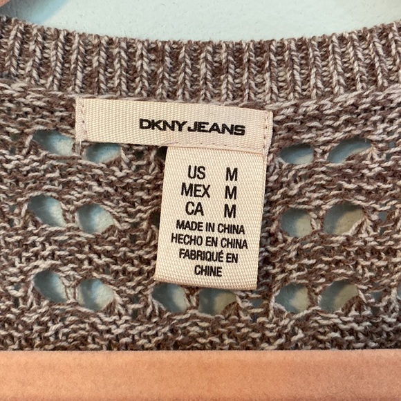 DKNY 5 Button Med Cardigan Brown Tweed Loose Knit - Picture 2 of 7